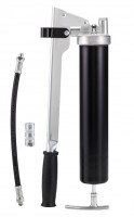 Смазочный шприц для консистентной смазки PRELIxx PRO черный, со шлангом, четырехлепестковой цанговой насадкой и кнопкой сброса воздуха, НОВИНКА!